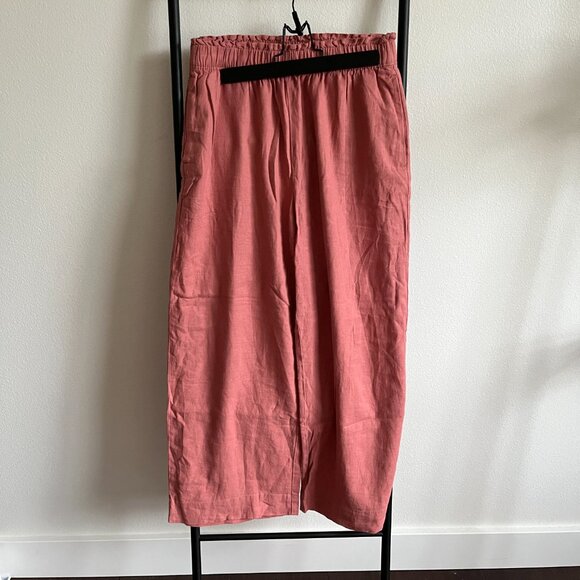 Abercrombie Terracotta Linen-Blend Cropped Wide Leg Pants - Picture 1 of 5
